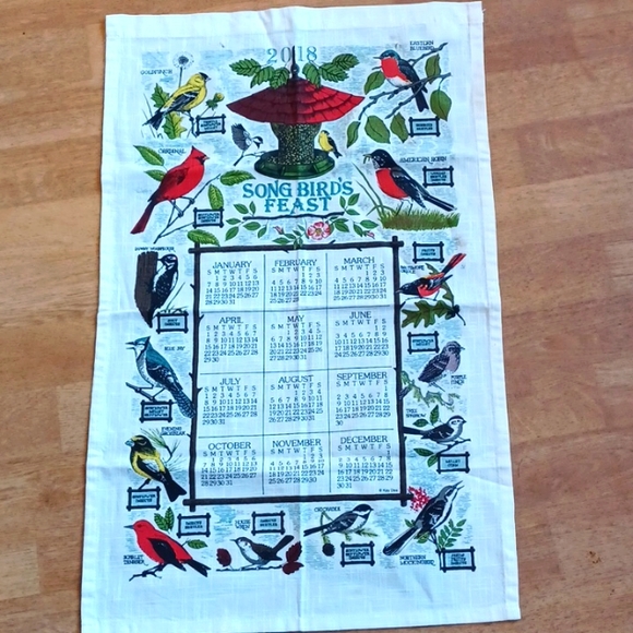Vintage Other - Calendar towel 2018 song bird feast